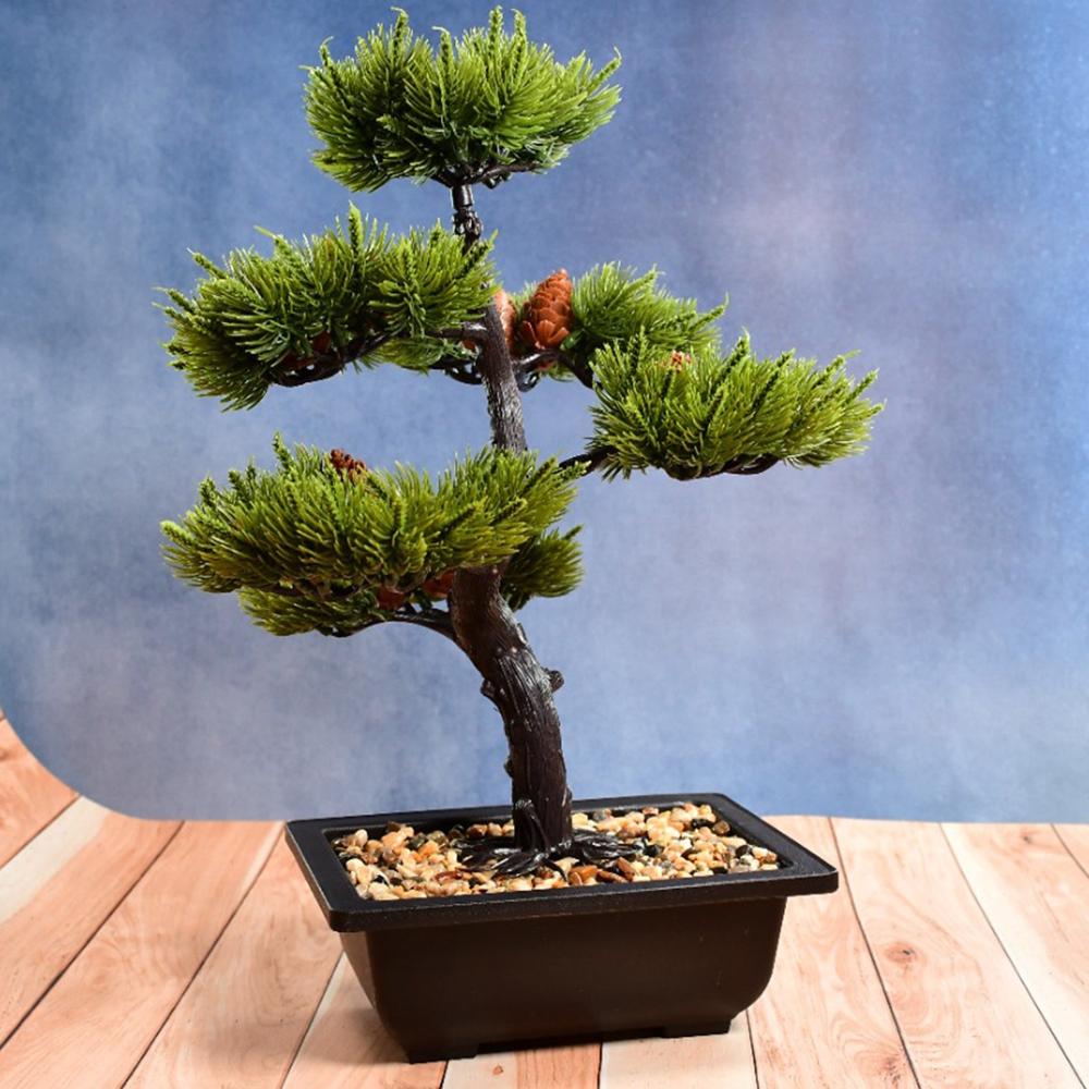 Artificial Potted Plant With Square Pot - Color: Mix