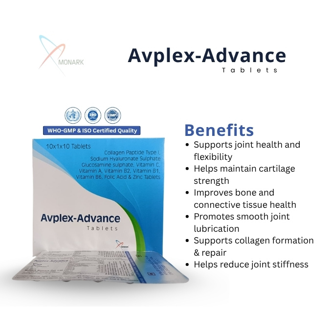 Glucosamine, Chondroitin, Hyaluronic Acid, Vitamins & Zinc Tablet for joint health, cartilage support, and improved mobility.