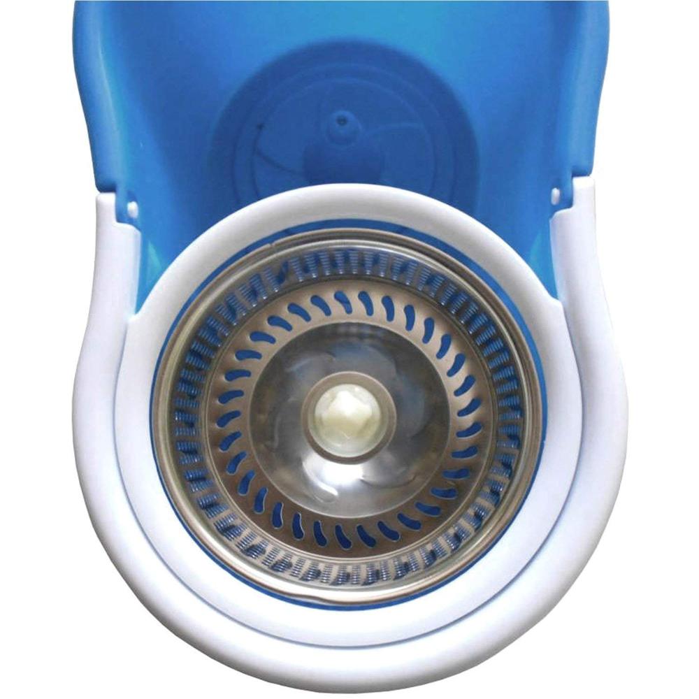 Heavy Duty Microfiber Spin Mop with Plastic Bucket, Rotating Steel Pole Head