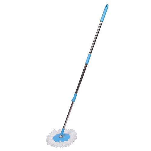 Heavy Duty Microfiber Spin Mop with Plastic Bucket, Rotating Steel Pole Head