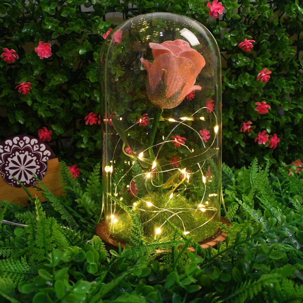 Glass Flower With Led Light Great Gift (1 Set) - Color: Mix