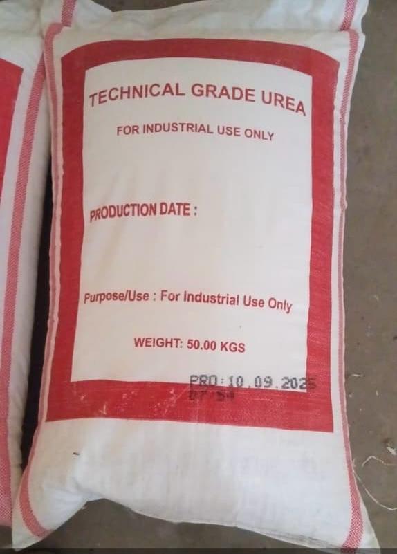 Technical Grade Urea - 99% Purity. Total Nitrogen 46% Min, Biuret 1.0% Max, Moisture 0.3% Max | White Granular, 50kg Bag.