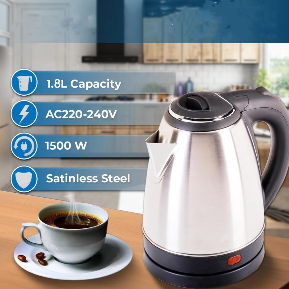 Electric Stainless Steel Kettle (1800ML, 1 Pc)