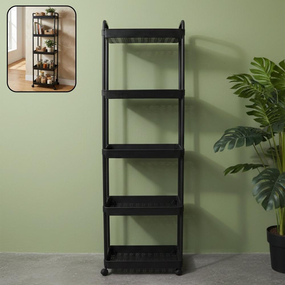 5 Layer Multipurpose Rolling Storage Rack (1 Pc) - Color: Mix