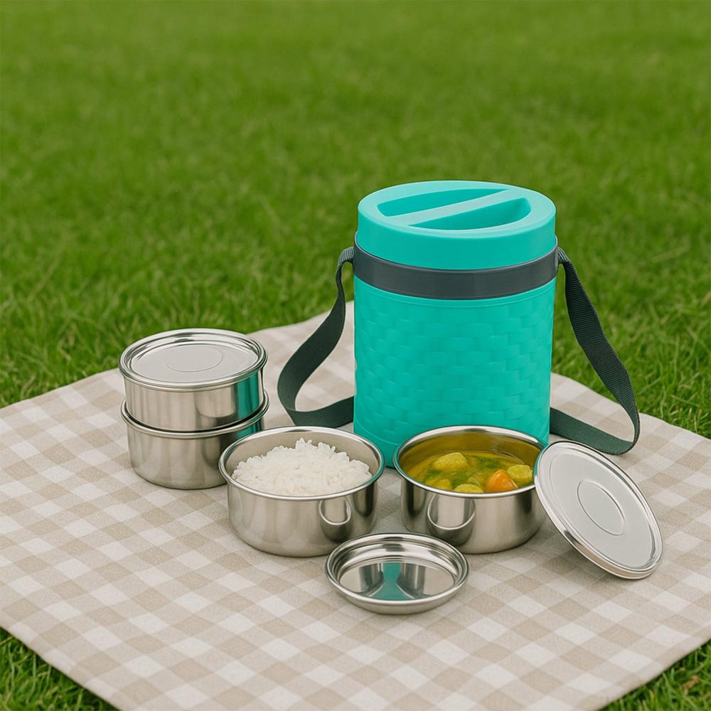 Double Wall Insulated Tiffin with Handle (1 Pc) Stackable, Hot Food Container