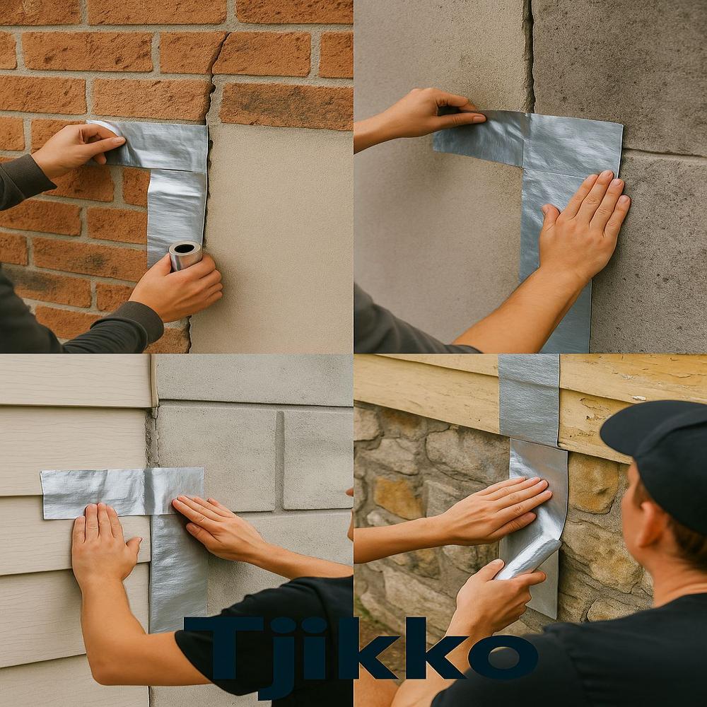 Tkjb 001 Bitumen Flashing Tape - Bitumen Material, 2 Inch Width X 10-20 Meters Length, Silver Color, 1.5 Mm Thickness | Heat-resistant, Waterproof, Single-sided, Pressure Sensitive Adhesive