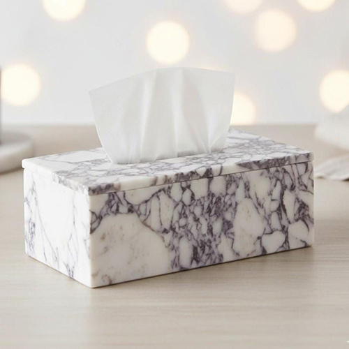 White Vein Marble Tissue Box Holder