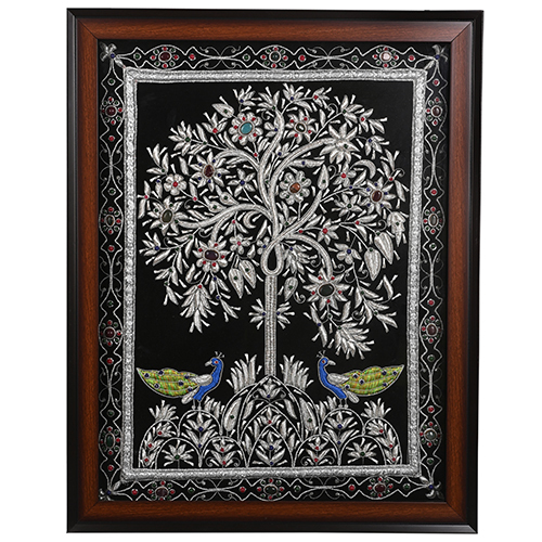 Silver Tree with Royal Peacocks