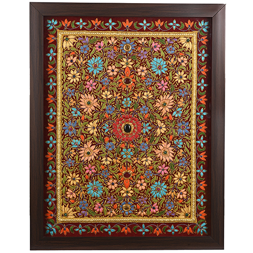 Handcrafted Floral Zardozi Artwork Panel