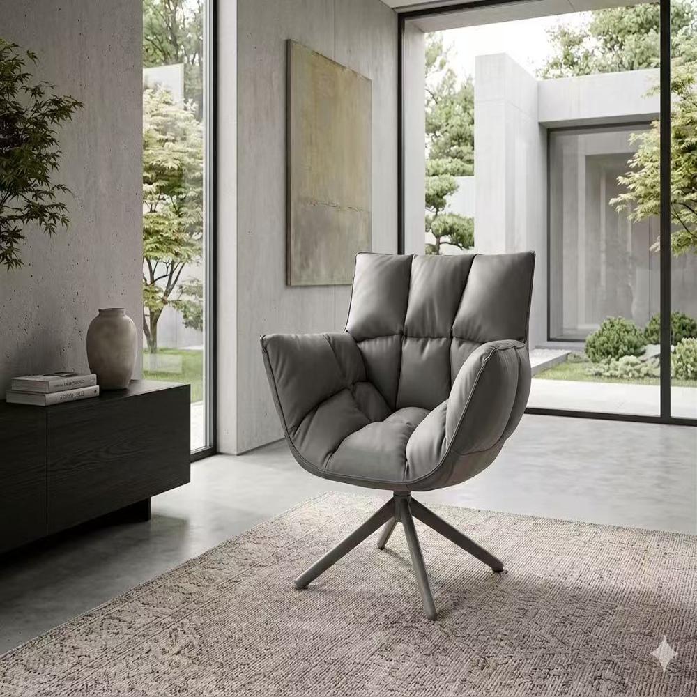 Minimalist Leather Swivel Accent Chair