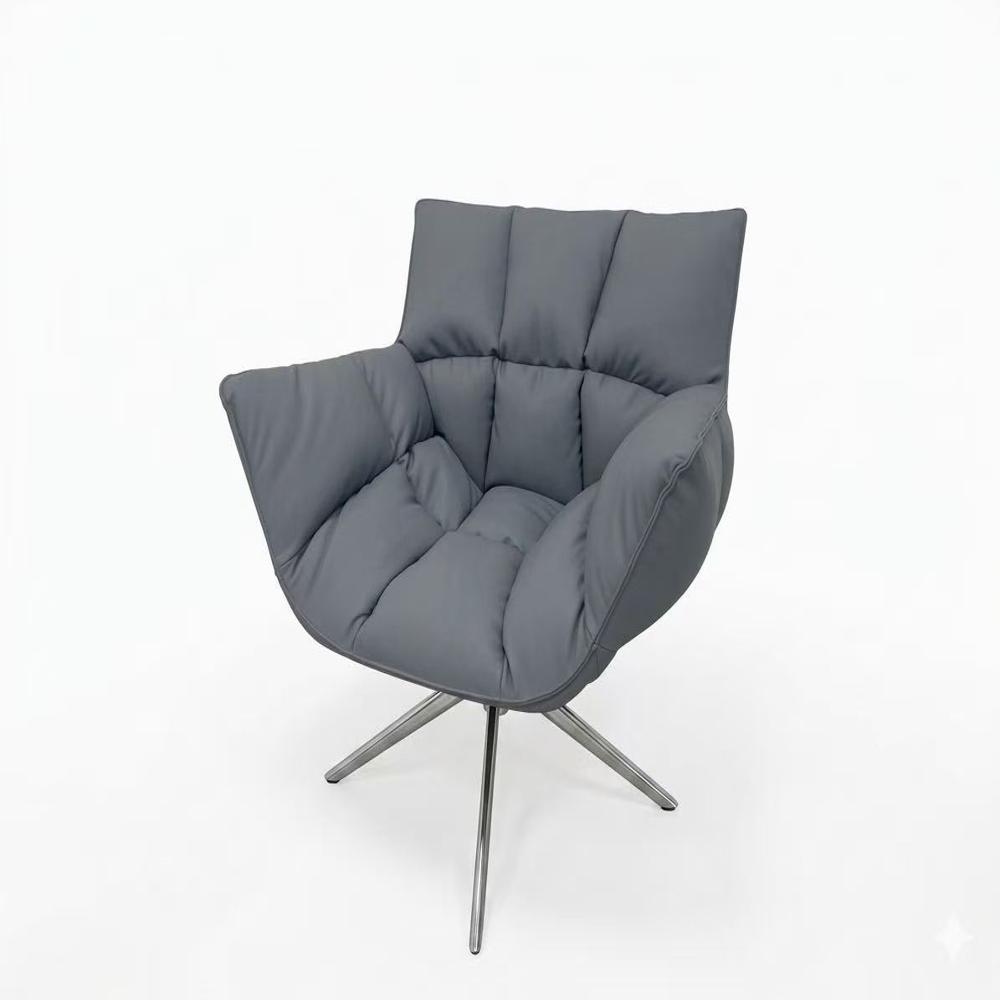 Minimalist Leather Swivel Accent Chair