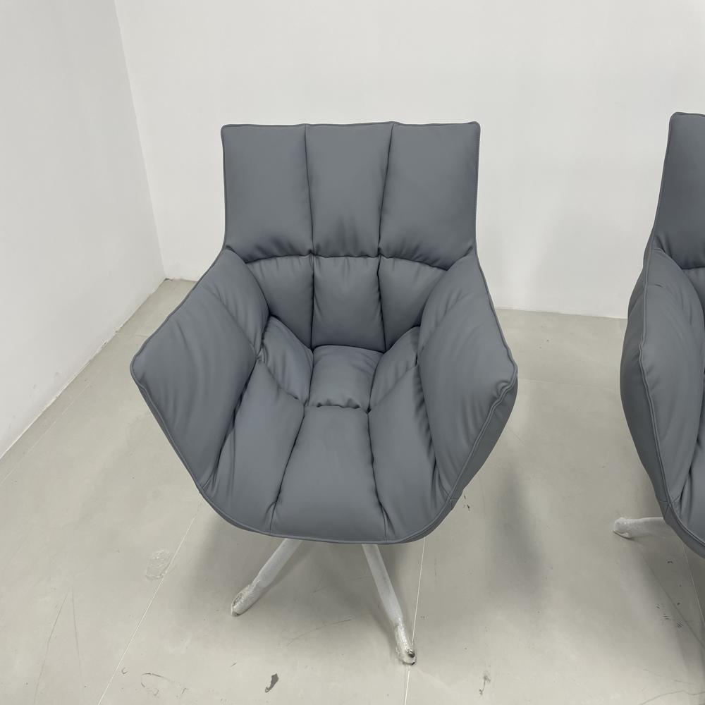 Minimalist Leather Swivel Accent Chair