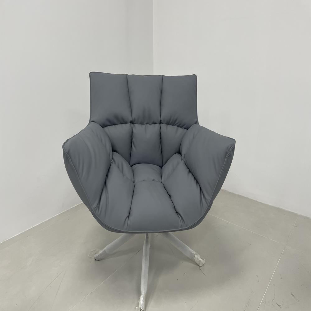 Minimalist Leather Swivel Accent Chair