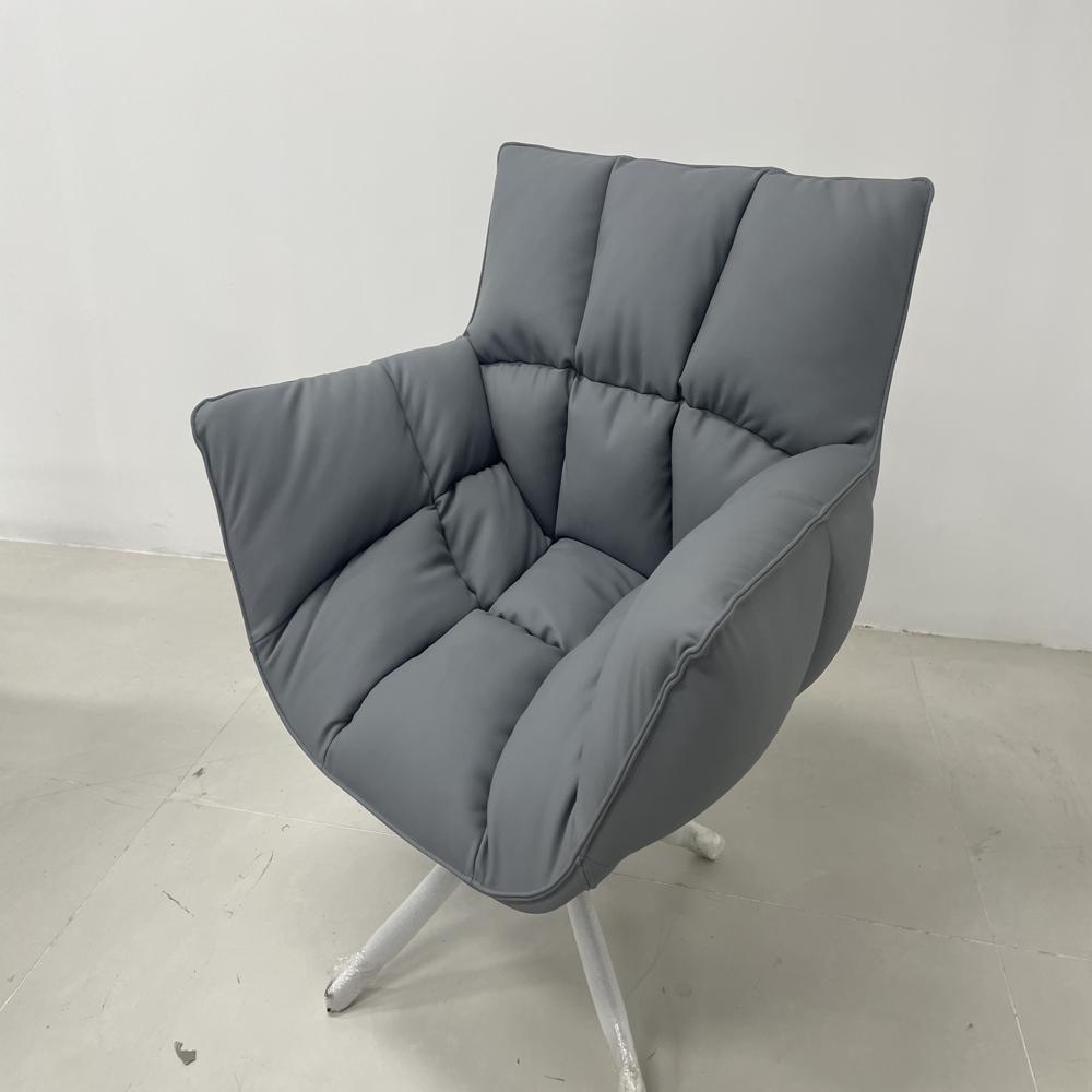 Minimalist Leather Swivel Accent Chair