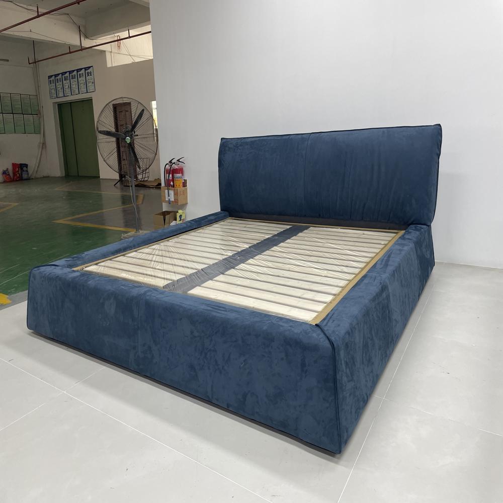 Soft Upholstered Velvet Bed, Low Profile Modern Bed Frame