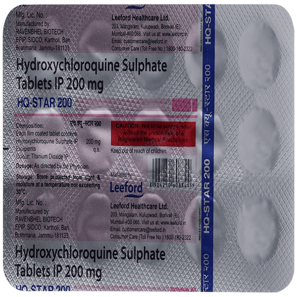 HQ Star 200 Tablet, Hydroxychloroquine Anti-Malaria Medicine