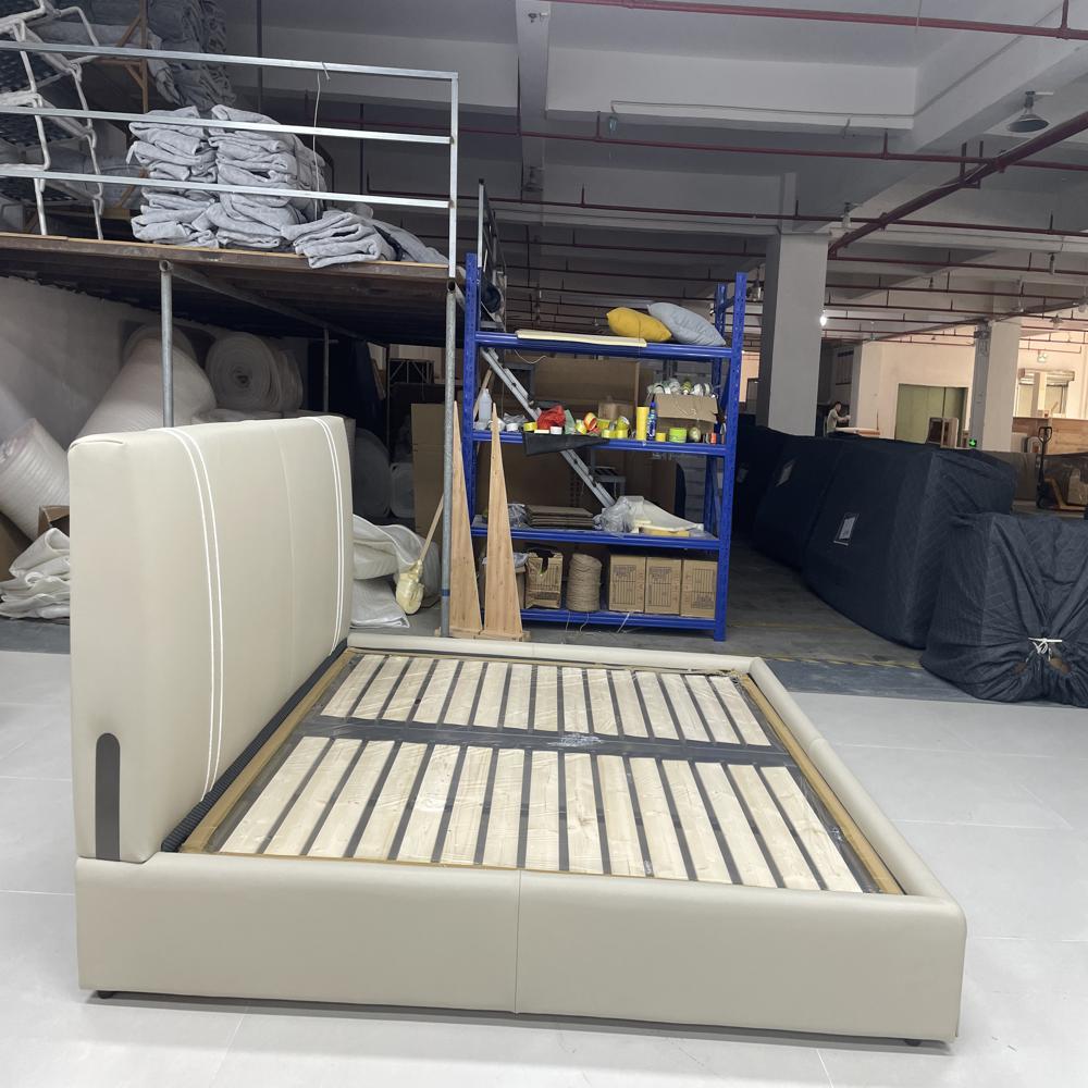 Minimalist Leather Platform Bed, Bedroom Furniture Bed Frame