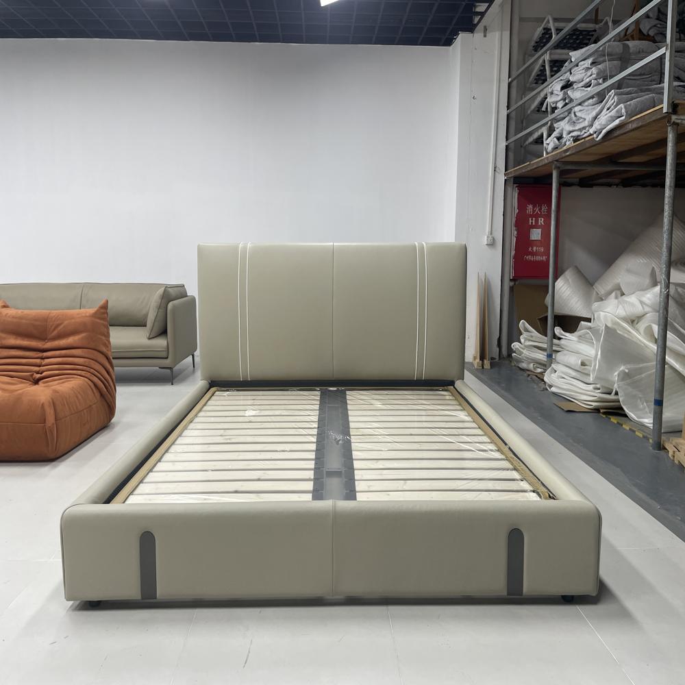 Minimalist Leather Platform Bed, Bedroom Furniture Bed Frame