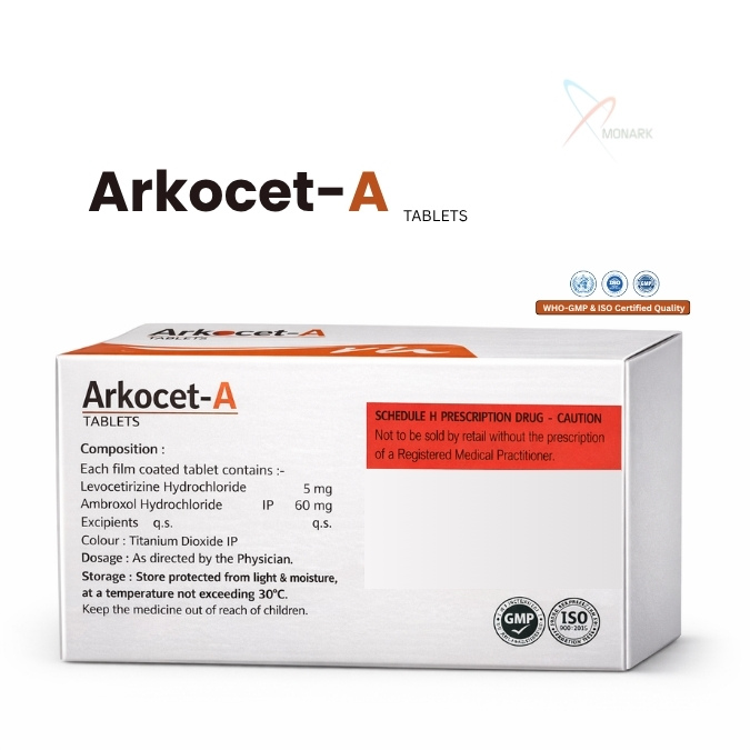 Levocetirizine Hydrochloride And Ambroxol Hydrochloride Tablets - Brand Name: Arkocet-a