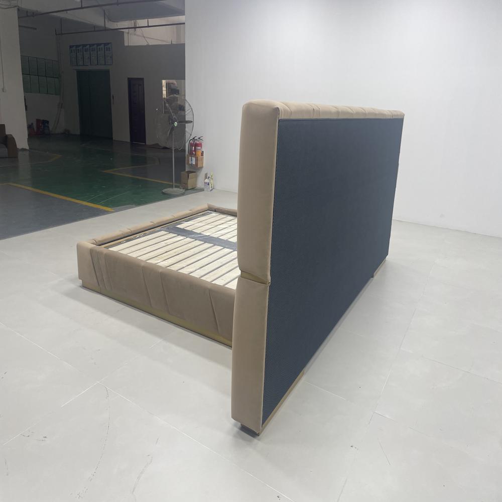 Wave Tufted Velvet Bed Frame, Oversized Headboard Luxury Bed