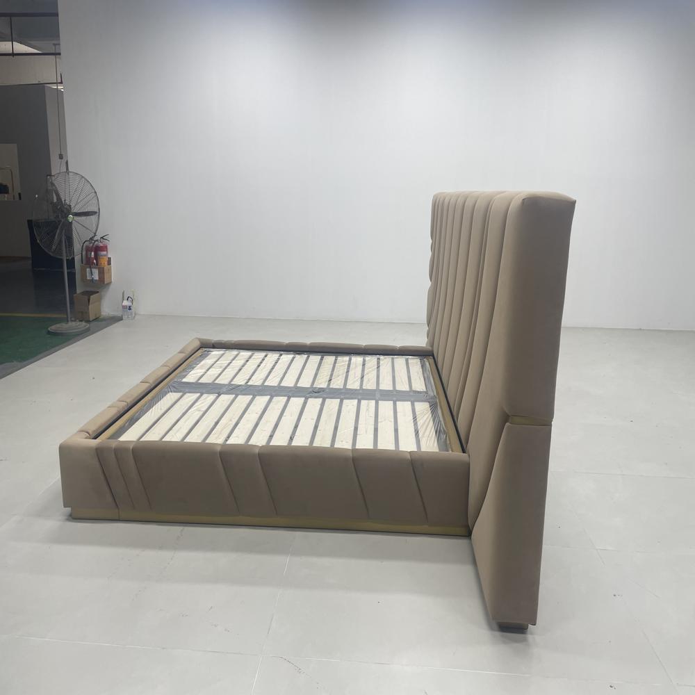 Wave Tufted Velvet Bed Frame, Oversized Headboard Luxury Bed