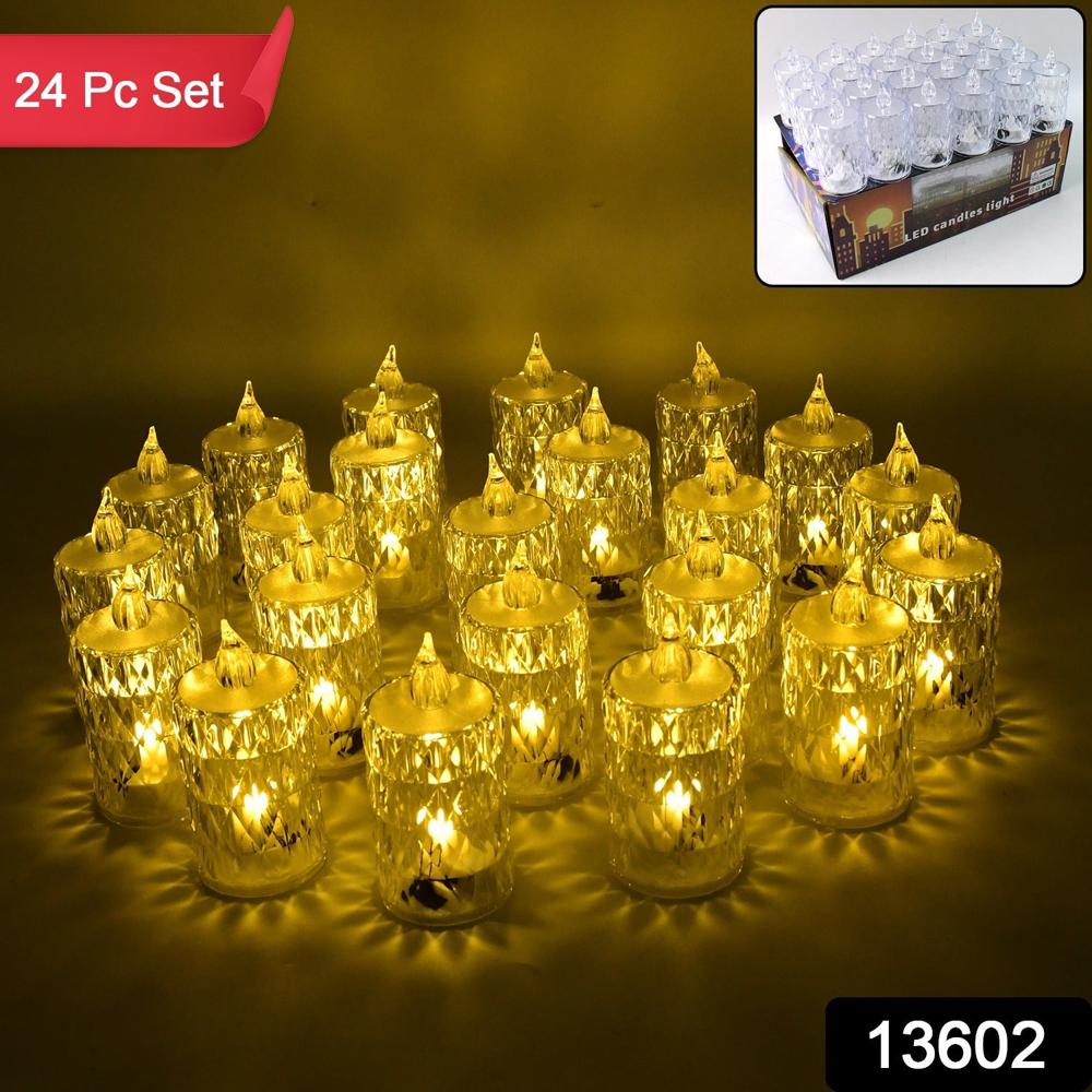 Flameless And Smokeless Decorative Candles Led Tea Light, Diwali (24 Pcs Set) - Color: Mix