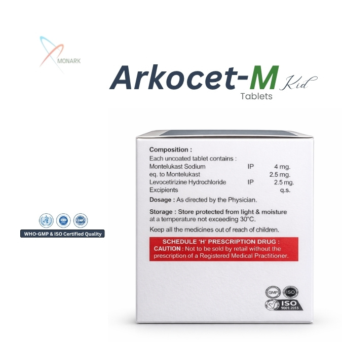 Montelukast Sodium And Levocetirizine Hydrochloride Tablets Ip - Brand Name: Arkocet-m