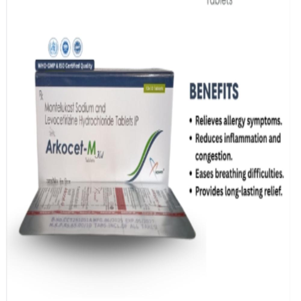 Montelukast Sodium And Levocetirizine Hydrochloride Tablets Ip - Brand Name: Arkocet-m
