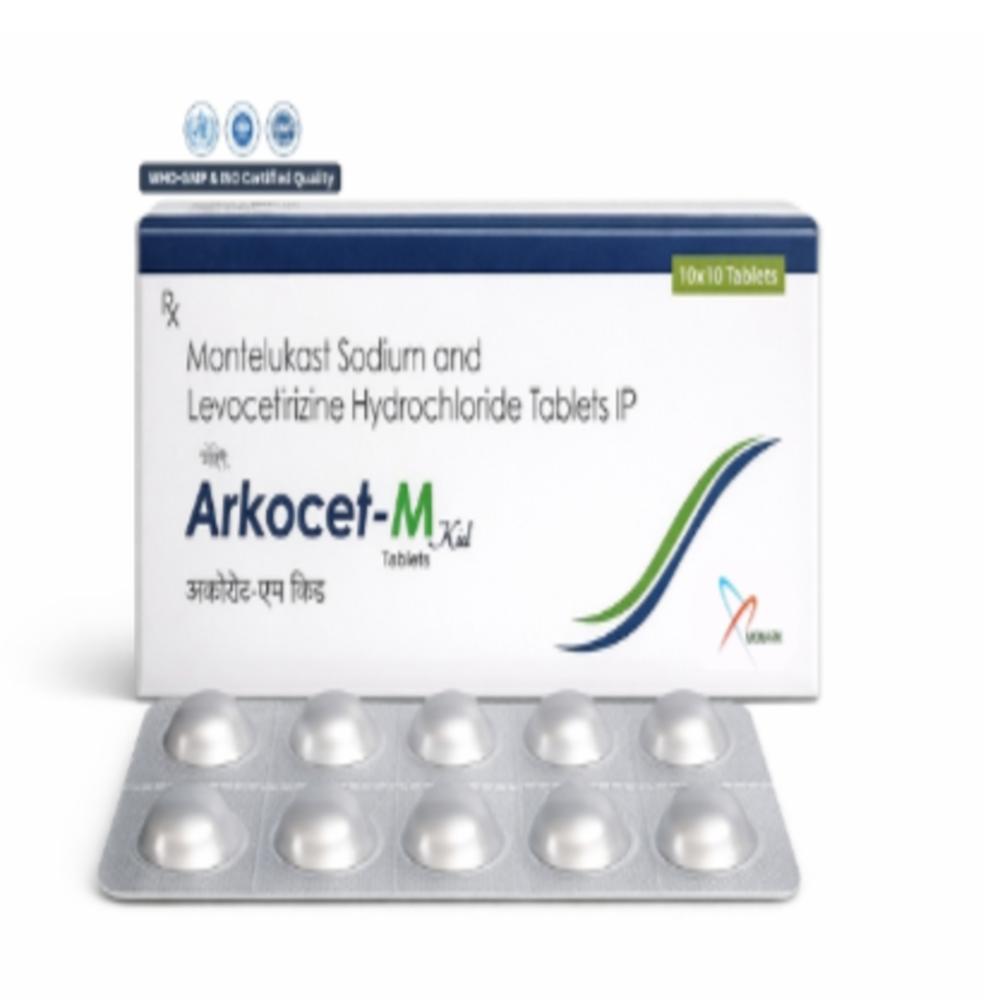 Montelukast Sodium And Levocetirizine Hydrochloride Tablets Ip - Brand Name: Arkocet-m
