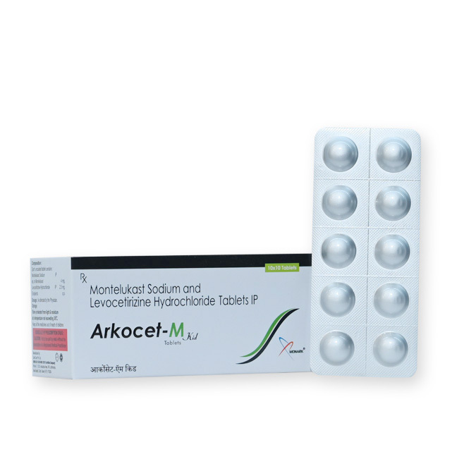 Montelukast Sodium And Levocetirizine Hydrochloride Tablets Ip - Brand Name: Arkocet-m