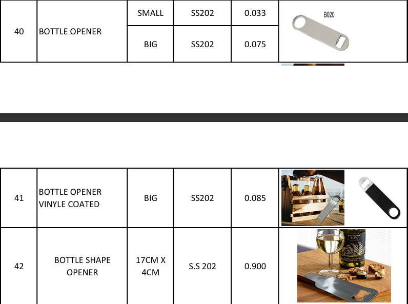 Bottle Shape Opener - Color: Silver
