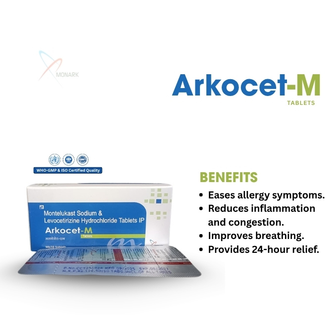 Montelukast Sodium And Levocetirizine Hydrochloride Tablets - Brand Name: Arkocet-m