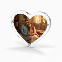 Heart Shape Polaroid Frame - Acrylic, 5x5 Inches, Translucent Pink | Uv Resistant, Scratch & Shatterproof, Snap-on Stand Included