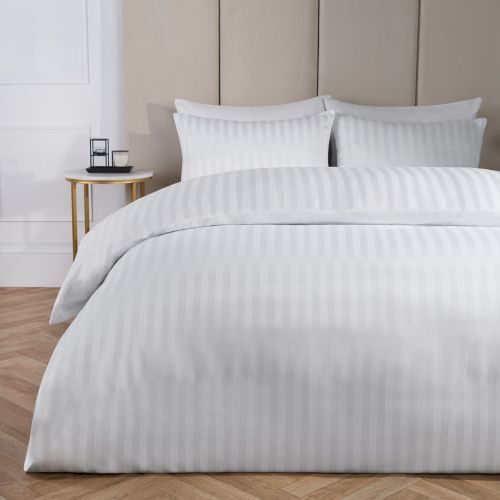 Satin Stripe White Comforter Set