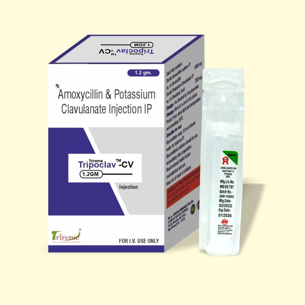 Tripoclav Cv Injection - Amoxicillin 1000 Mg + Potassium Clavulanate 200 Mg Powder | Injection Dosage, Physician Guidelines, Cool Storage