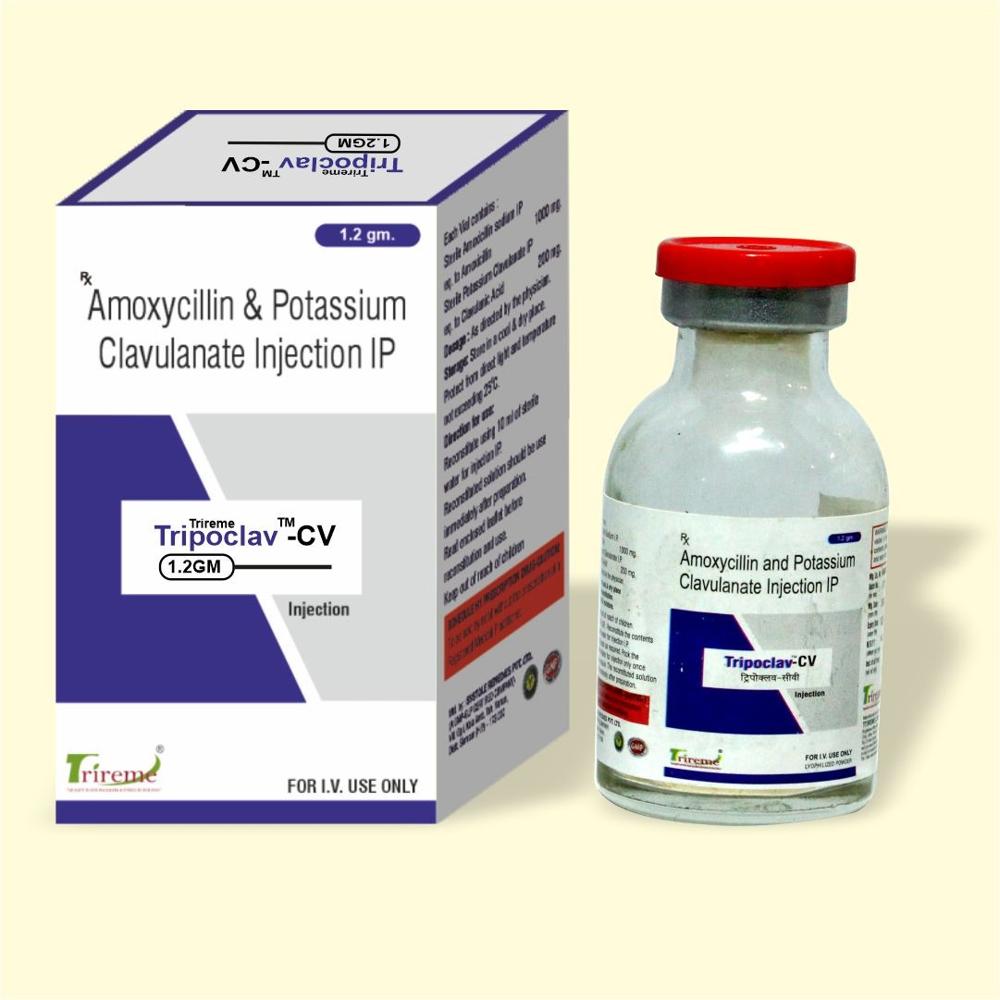 Tripoclav Cv Injection - Amoxicillin 1000 Mg + Potassium Clavulanate 200 Mg Powder | Injection Dosage, Physician Guidelines, Cool Storage