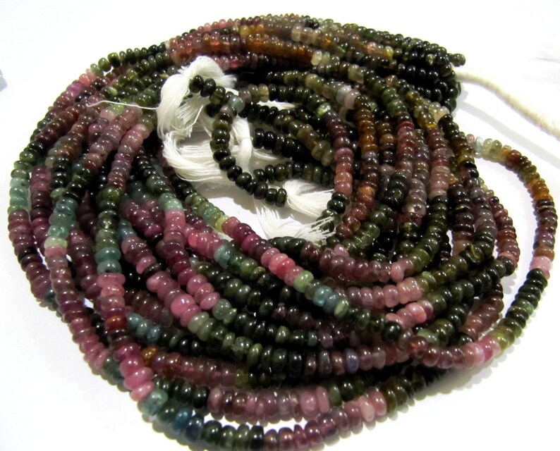 Natural Multi Tourmaline Beads Rondelle Smooth Beads 4-5 mm Sold per Strand of 13 Inches Long