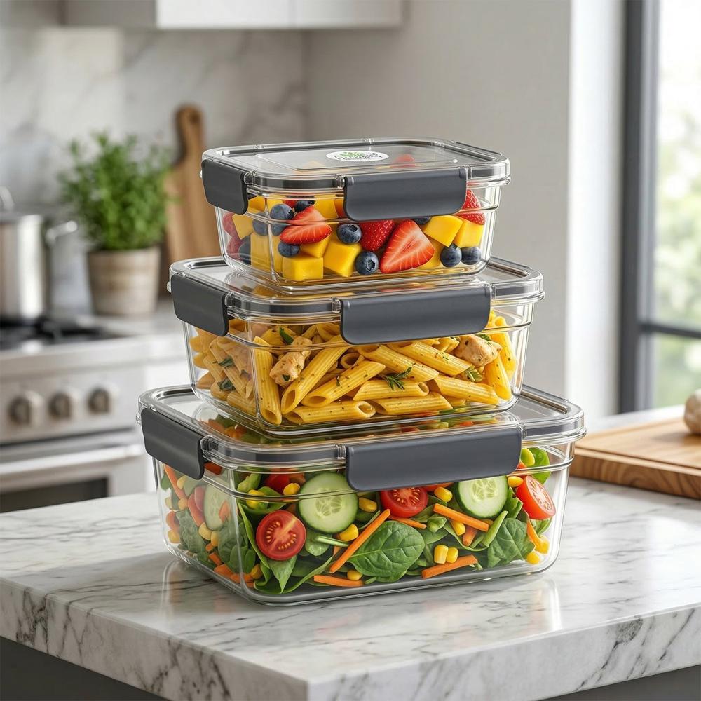 Plastic Airtight Food Storage Container Set(3 Pc, 750 Ml, 1500 Ml, 2800 Ml) - Product Type: Home & Kitchen