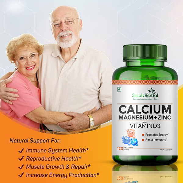 Simply Herbal Calcium Magnesium Zinc Supplement Tablets