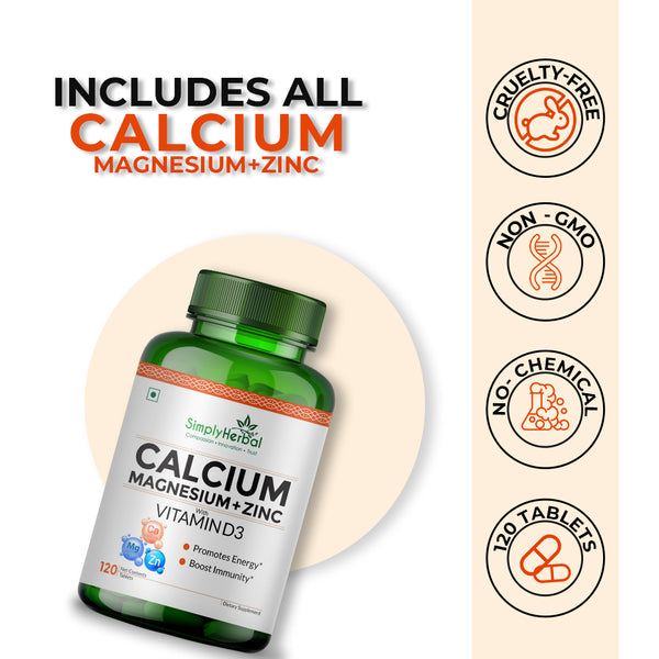 Simply Herbal Calcium Magnesium Zinc Supplement Tablets