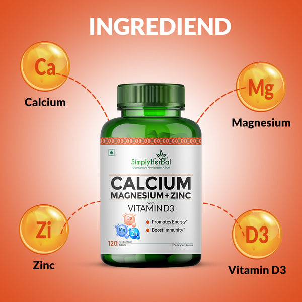Simply Herbal Calcium Magnesium Zinc Supplement Tablets