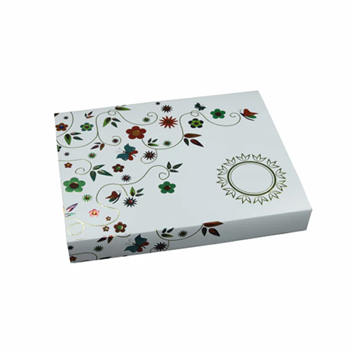 12 Cavity Chocolate Box With Golden Tray And Pearl White Intricate Floral Design Sleeves