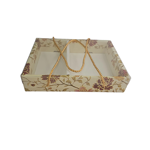 FESTIVE HAMPER BOX WITH TRANSPARENT LID AND ROPE HANDLE  MAJESTIC MARIGOLD DESIGN
