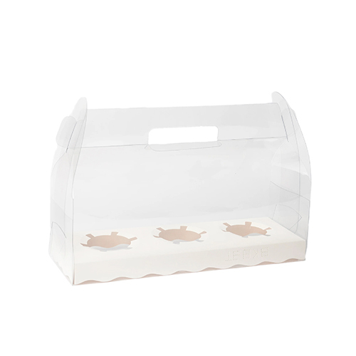 Clear Transparent Swiss Roll- Cupcake-Jar Box With Handle