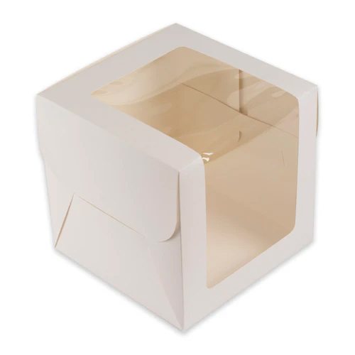 White Tall Cake Box With Full Window