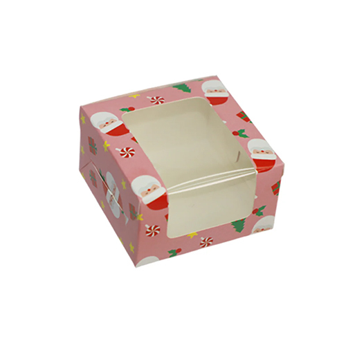 Christmas 1 Pc Full Window Brownie Box- Pink Santa (BK-33 PS)