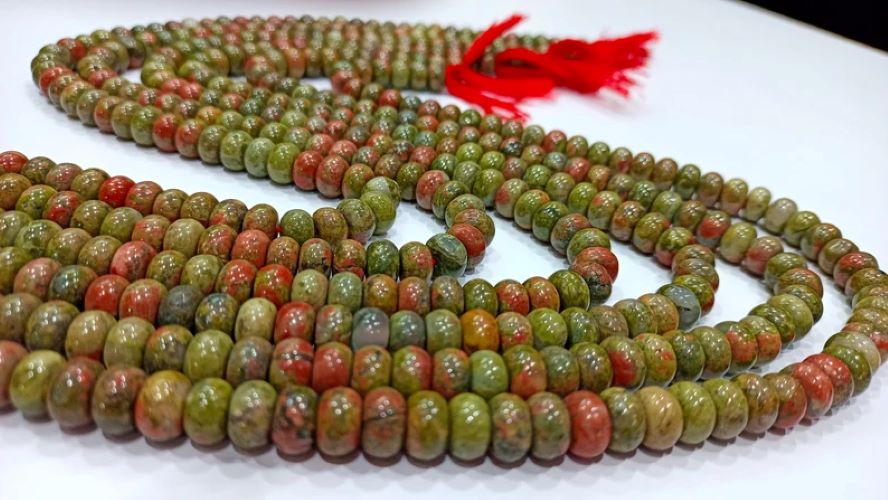 Natural Unakite Rondelle Plain Smooth 8mm Gemstone Beads Sold Per Strand 8 Inches Long 