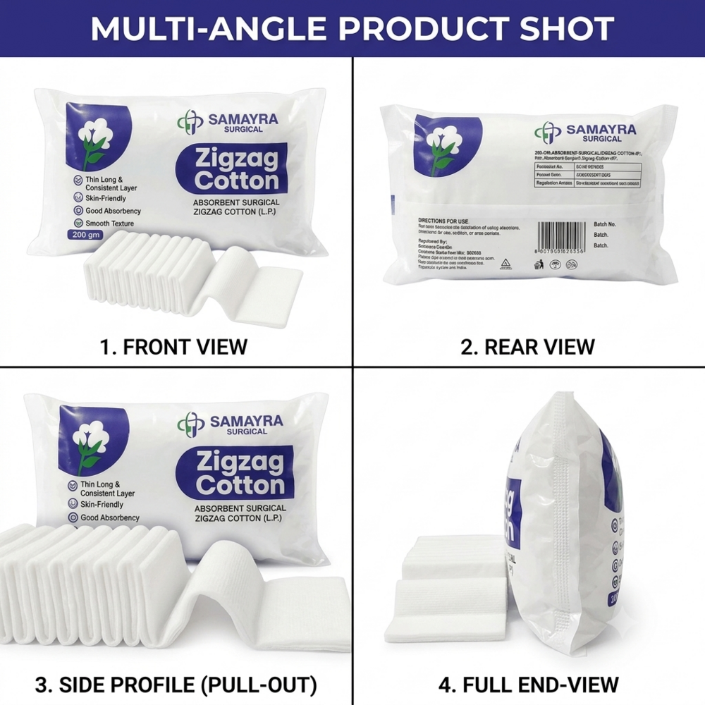 200 Gm Absorbent Surgical Zigzag Cotton Ip - Color: White