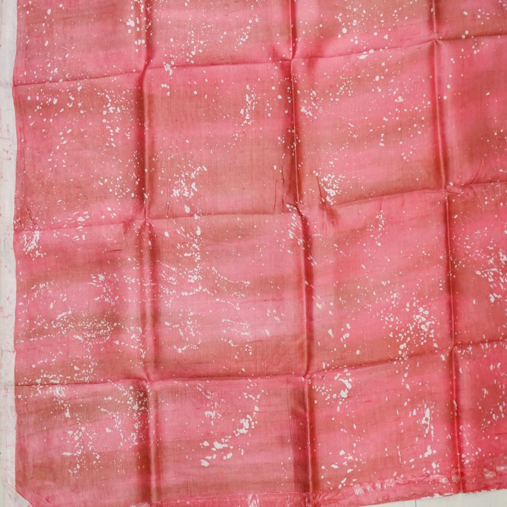 Hand batik on pink Bishnupuri Katan Silk saree 