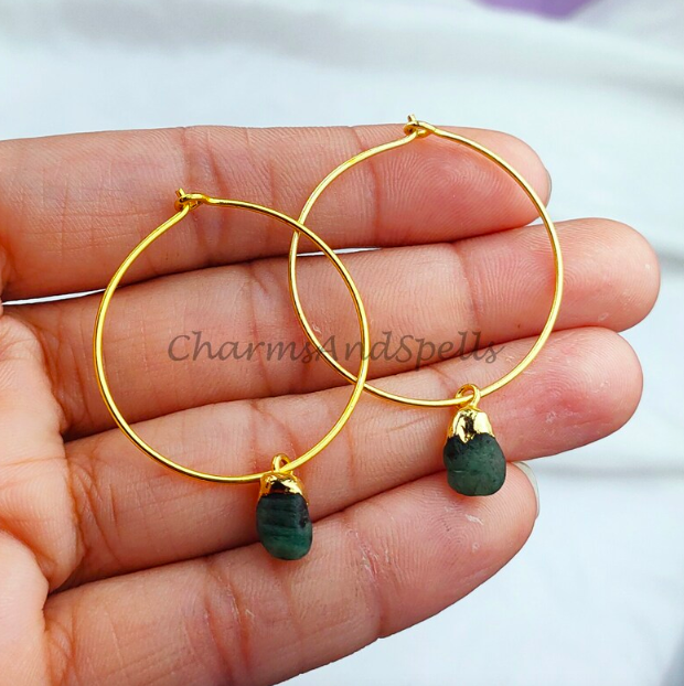 Raw Emerald Earrings